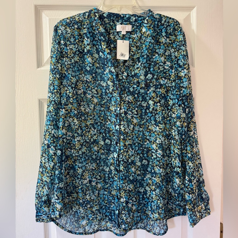 Kut from the Kloth Blue Floral Blouse - Picture 2 of 6